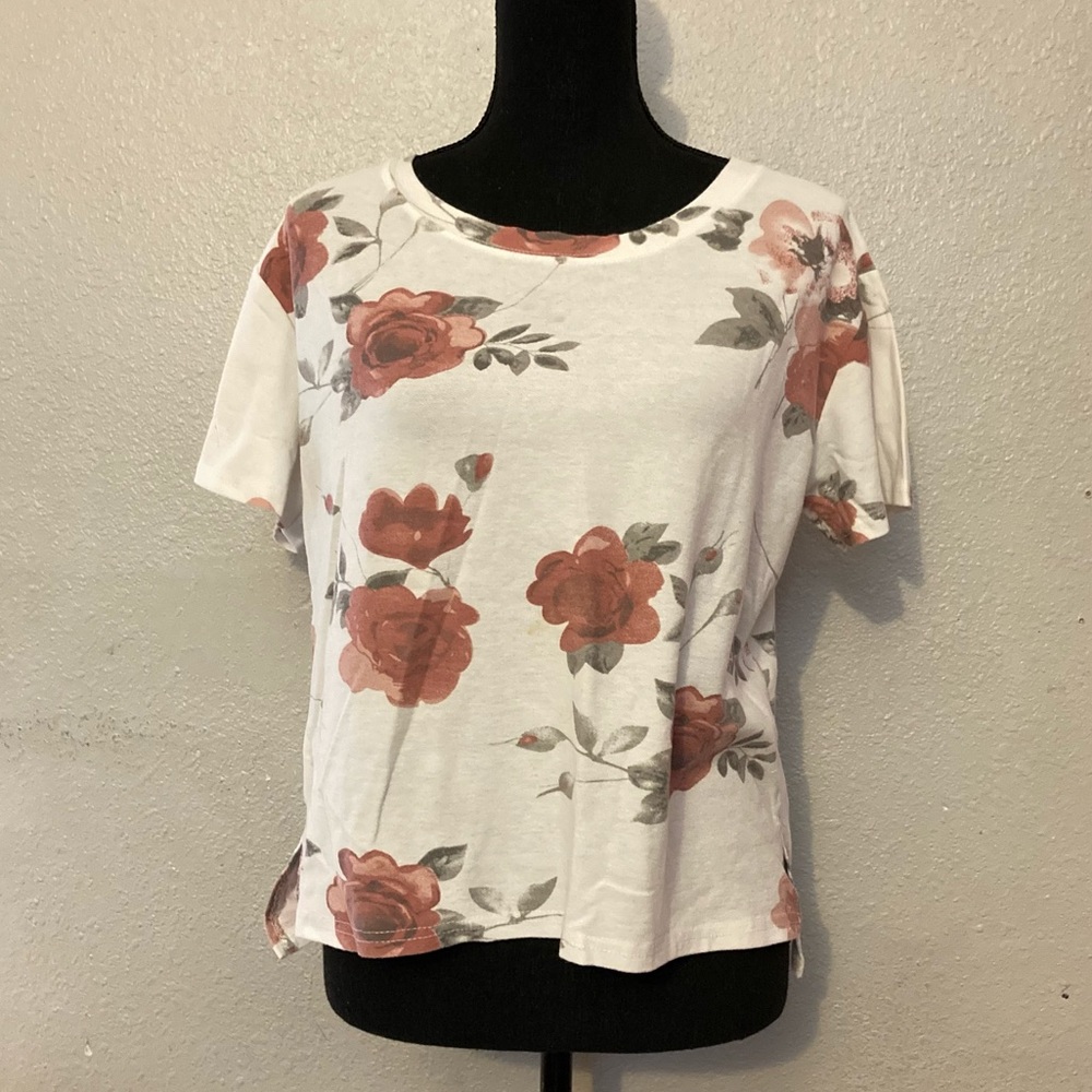 Floral Rose White T-Shirt